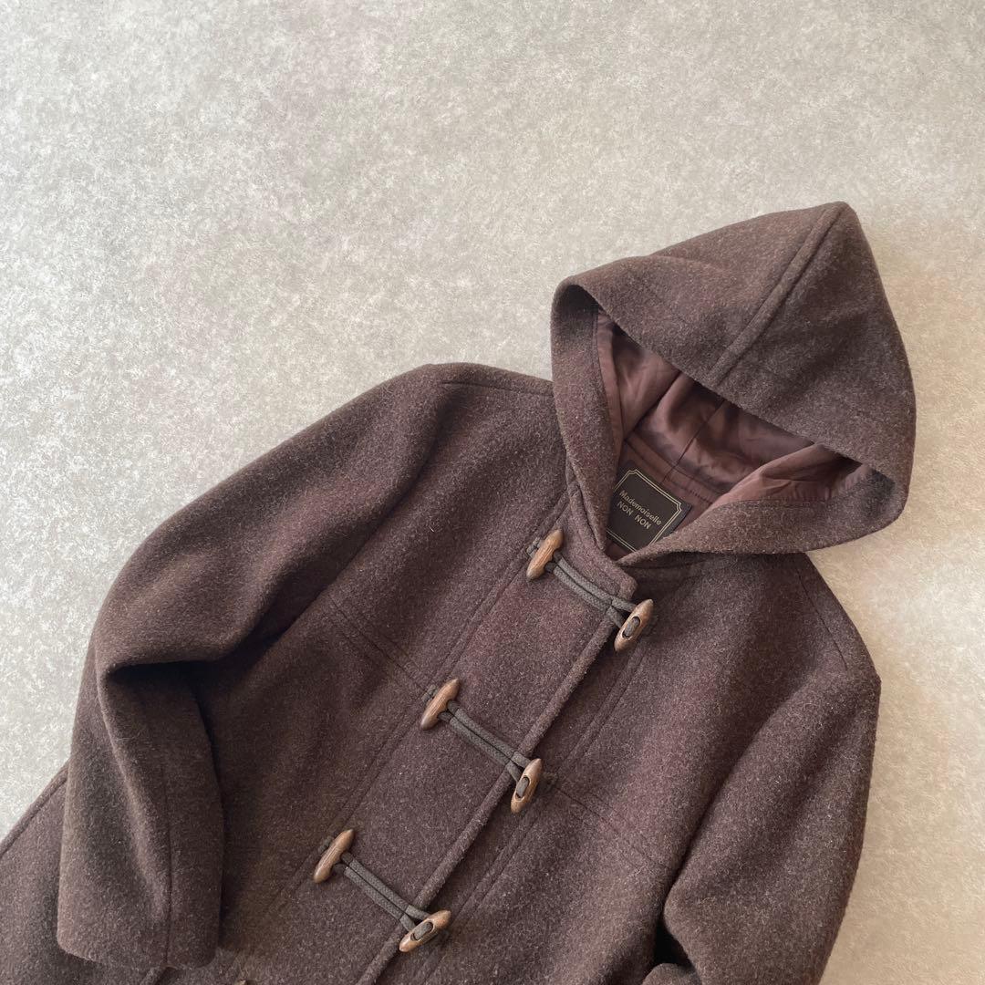 美品 マドモアゼルノンノン フード ダッフルコート ブラウン M