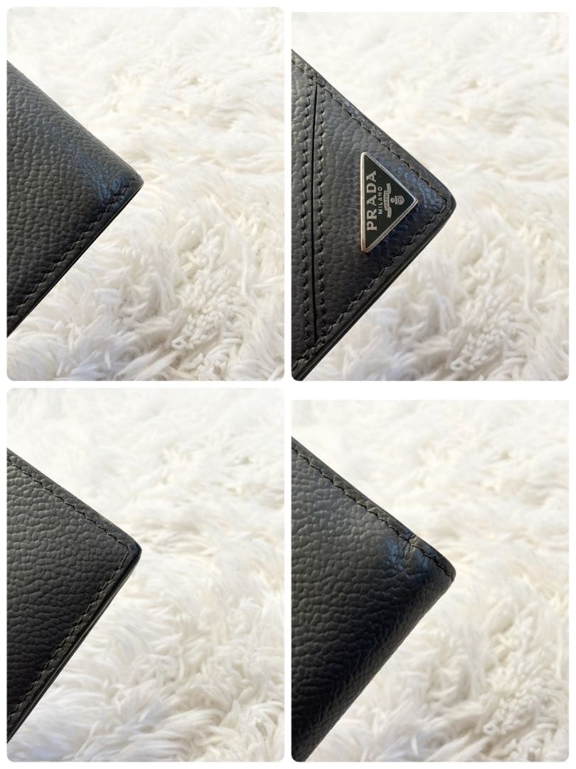 美品✨ プラダ　折り財布 2MO738 ヴィッテロダイノ レザー グレイ