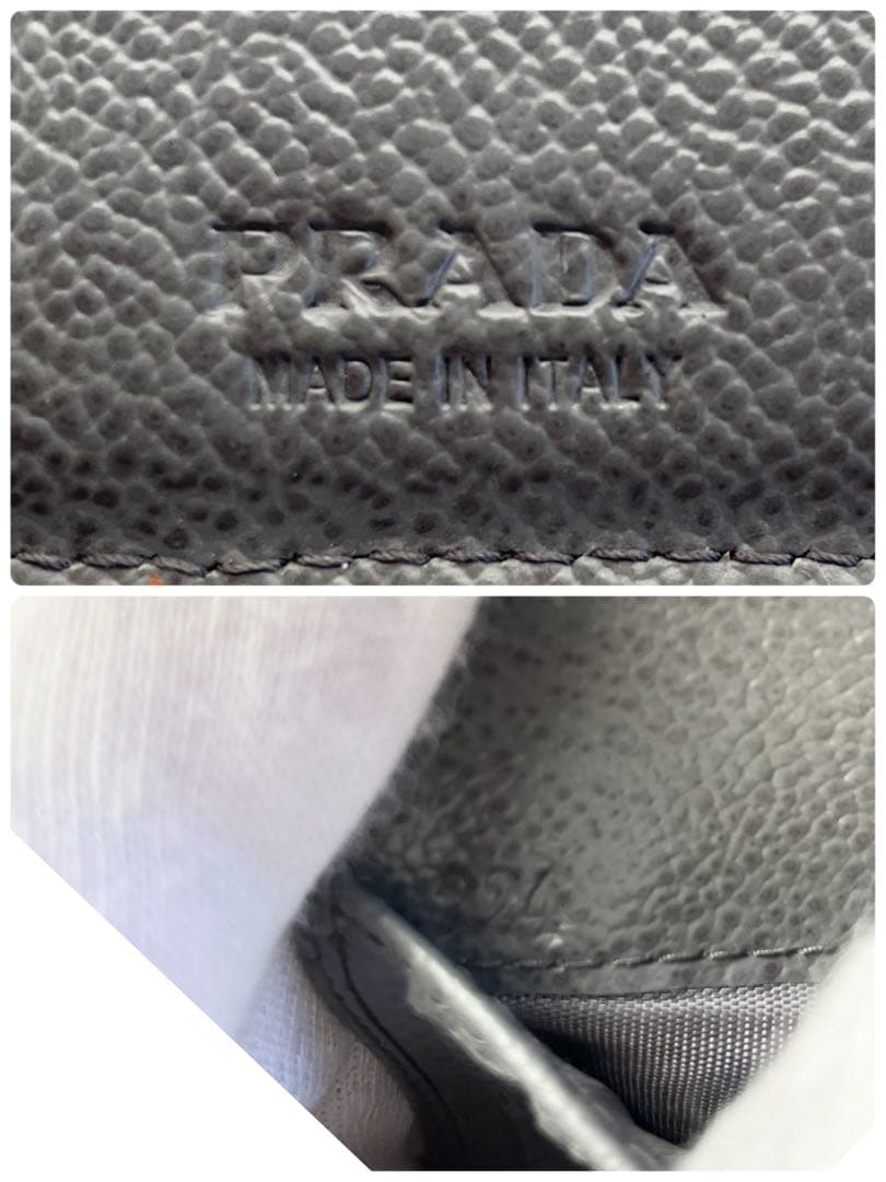 美品✨ プラダ　折り財布 2MO738 ヴィッテロダイノ レザー グレイ