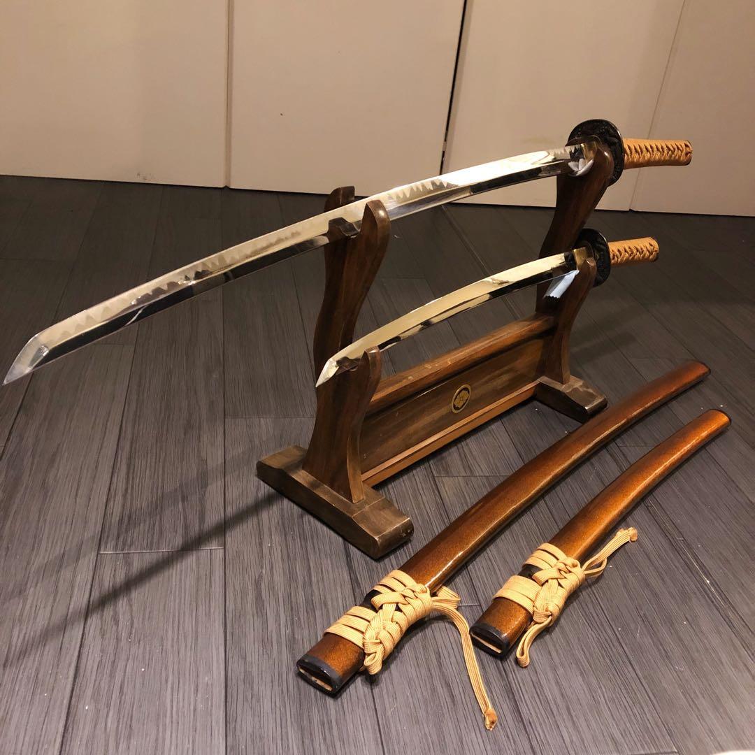 本格模造刀　居合刀　 美術刀剣　太刀　脇差　大小セット　橙拵え