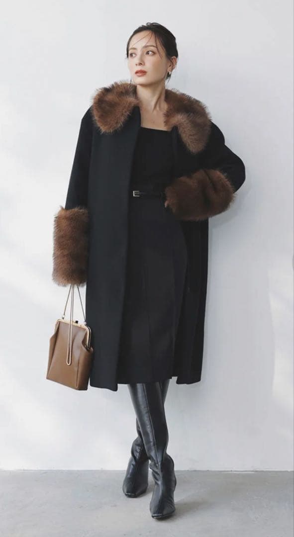 anuans ファートリムコクーンコート （BLACK）