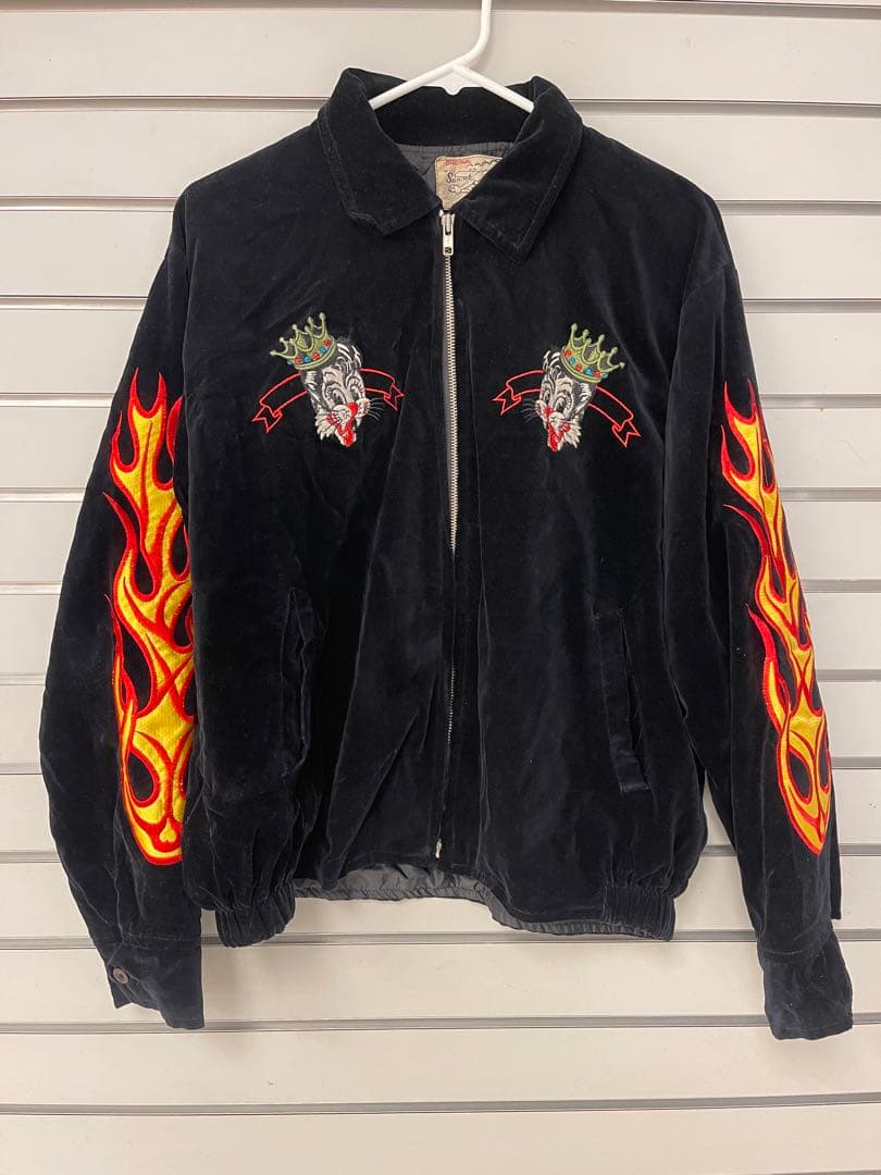 80s★ビンテージ★STRAY CATS ベロアジャケット OPTIジップ！