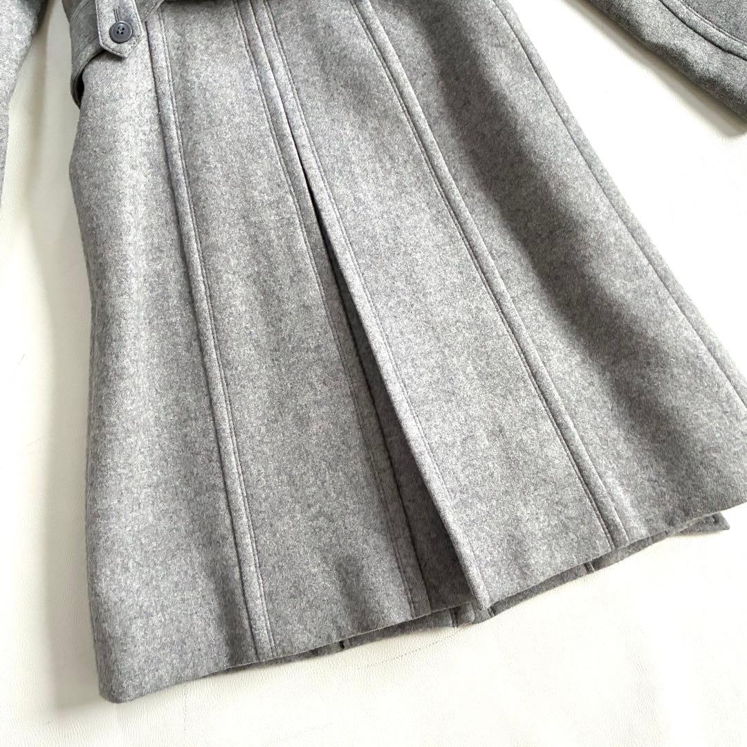 ◆美品◆バーバリーブルーレーベル◆ウールロングコート◆M◆グレー◆ノバチェック