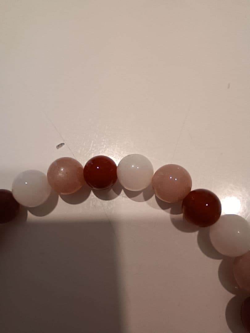 ビーズブレスレット 赤白ピンク