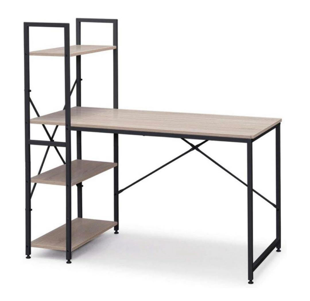 パソコンデスク　勉強机　収納ラック　収納棚　デスクラック　机　ブラウン