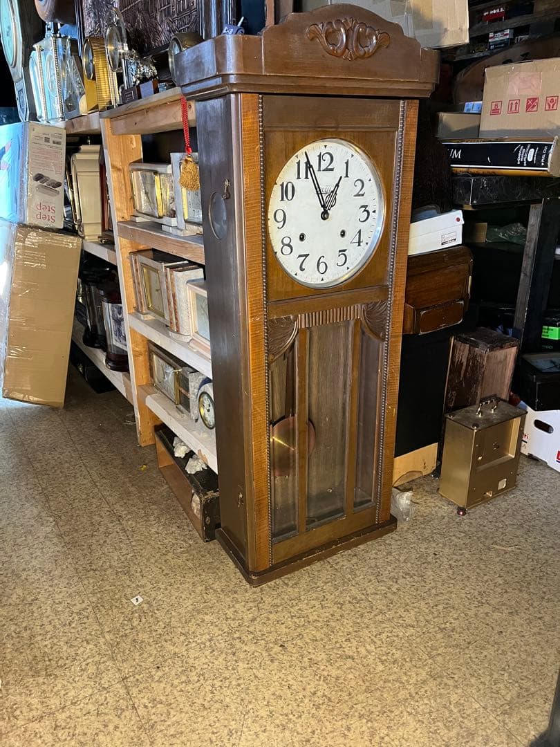 柱時計、明治ゼンマイ振り子時計、振り子時計、98センチ掛け時計、ゼンマイ振り子