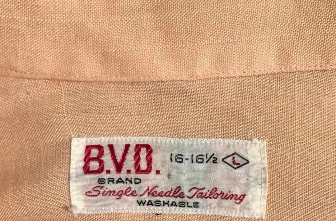 60s BVD レーヨン かすり 開襟 オープンカラーシャツ 無地 オンブレ