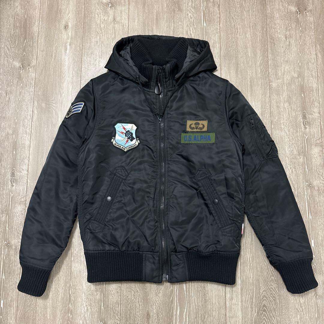 早い者勝ち！ALPHA INDUSTRIES フライトジャケット M黒 ナノユニ