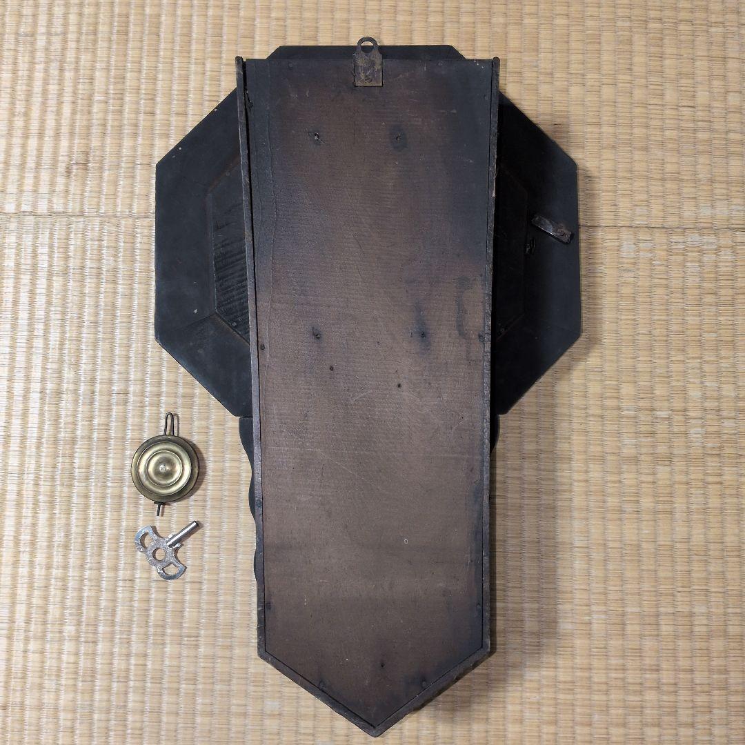 精工舎　稼働品　八角時計　鋲付き　ゼンマイ時計　振り子時計　アンティーク調