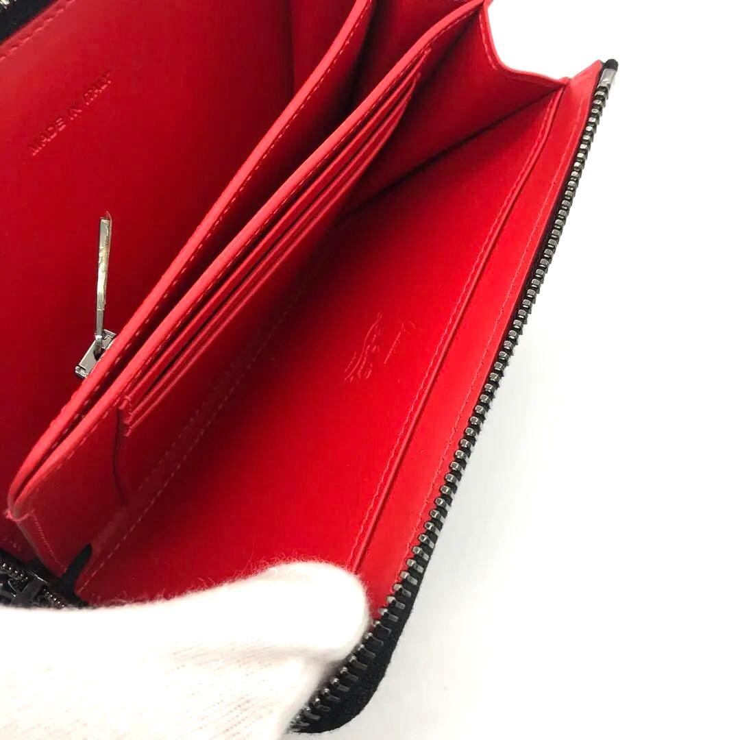 未使用✨クリスチャンルブタン レザー　二つ折り財布 L字ファスナー　 スタッズ