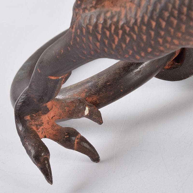 高岡銅器　金工家　村田宏作　銅製　龍と碇　釣釜道具　置物　F　R9369H