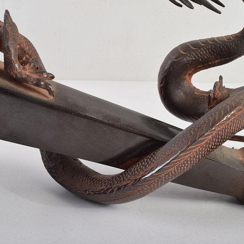 高岡銅器　金工家　村田宏作　銅製　龍と碇　釣釜道具　置物　F　R9369H