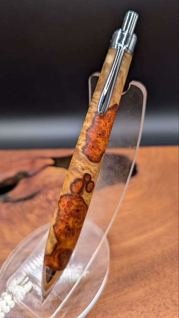 623本花梨　紅白　瘤杢　木軸シャーペン　ボールペン