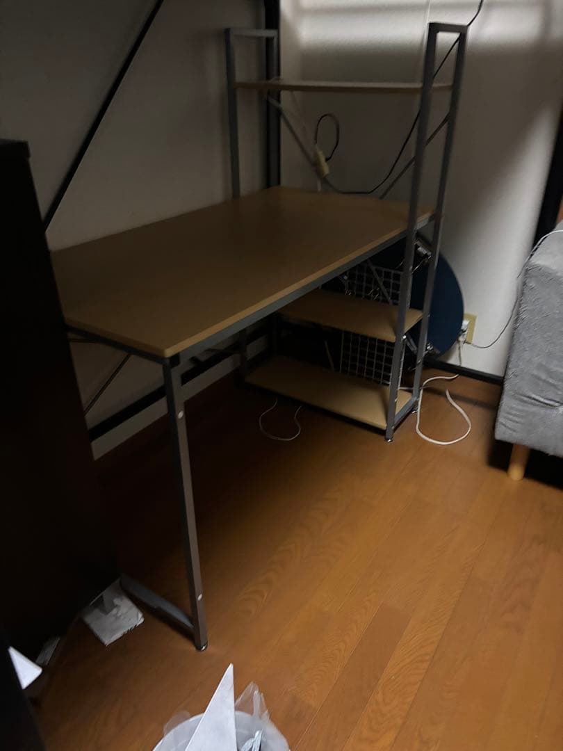 ロフトベッド 黒 コンセント付き　机セット