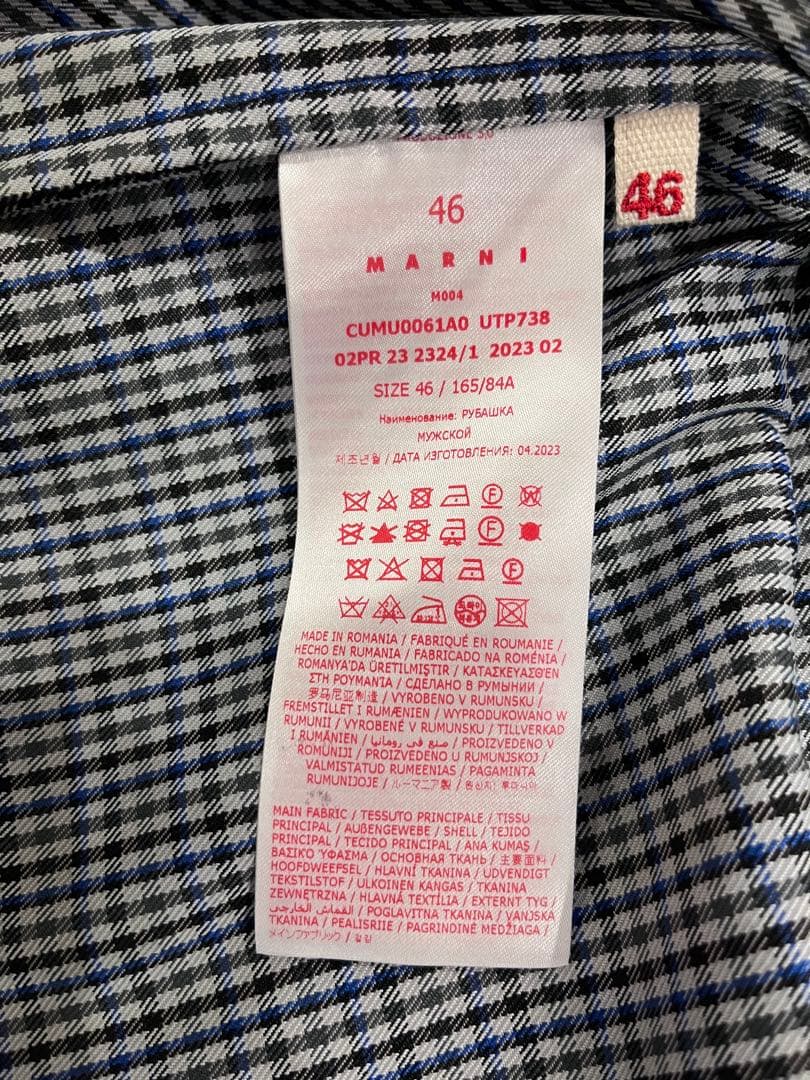 MARNI マルニ ポリエステル ウール チェックシャツ 46