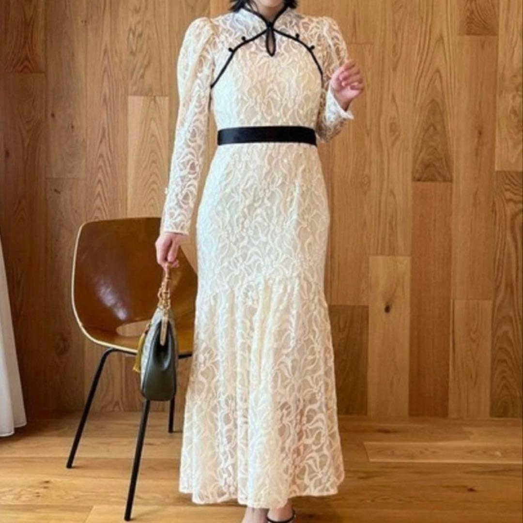 リリーブラウン オリエンタルレースチャイナワンピース　アイボリー　新品未使用