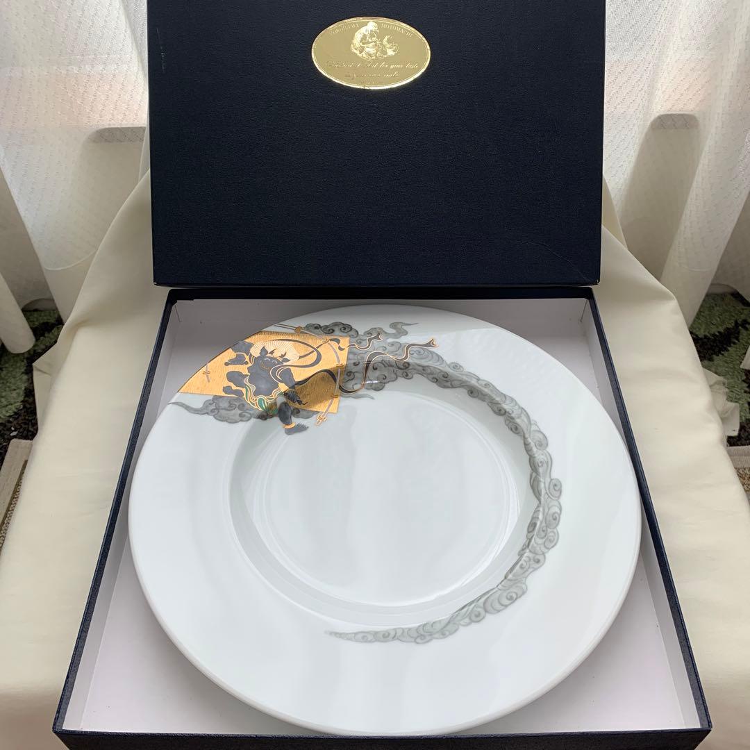 横濱増田窯　庵陶　ANTO 風神雷神　30cm 大皿　箱付き