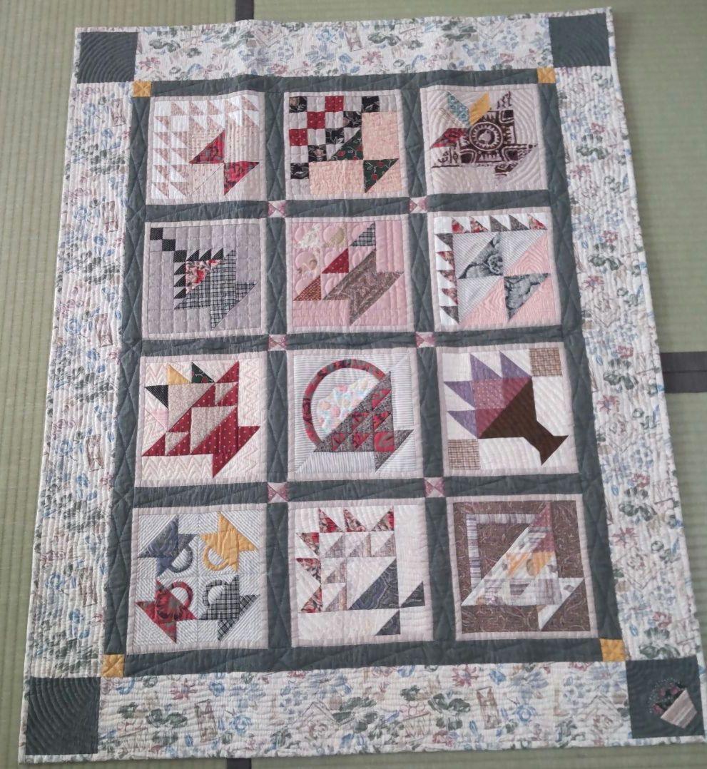 *49♦パッチワークキルト タペストリー★ハンドメイド★ヴィンテージ★レトロ