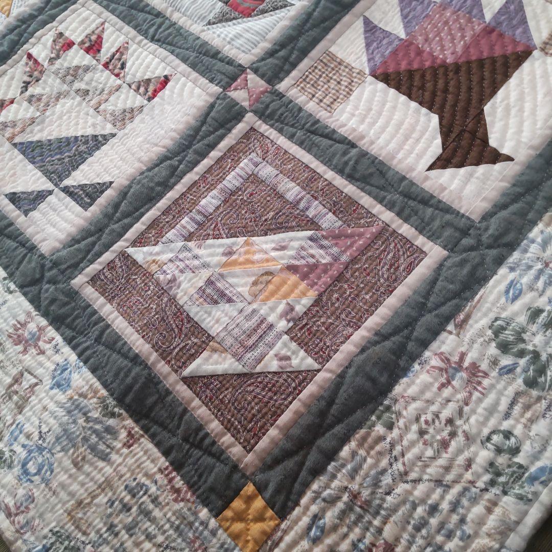 *49♦パッチワークキルト タペストリー★ハンドメイド★ヴィンテージ★レトロ