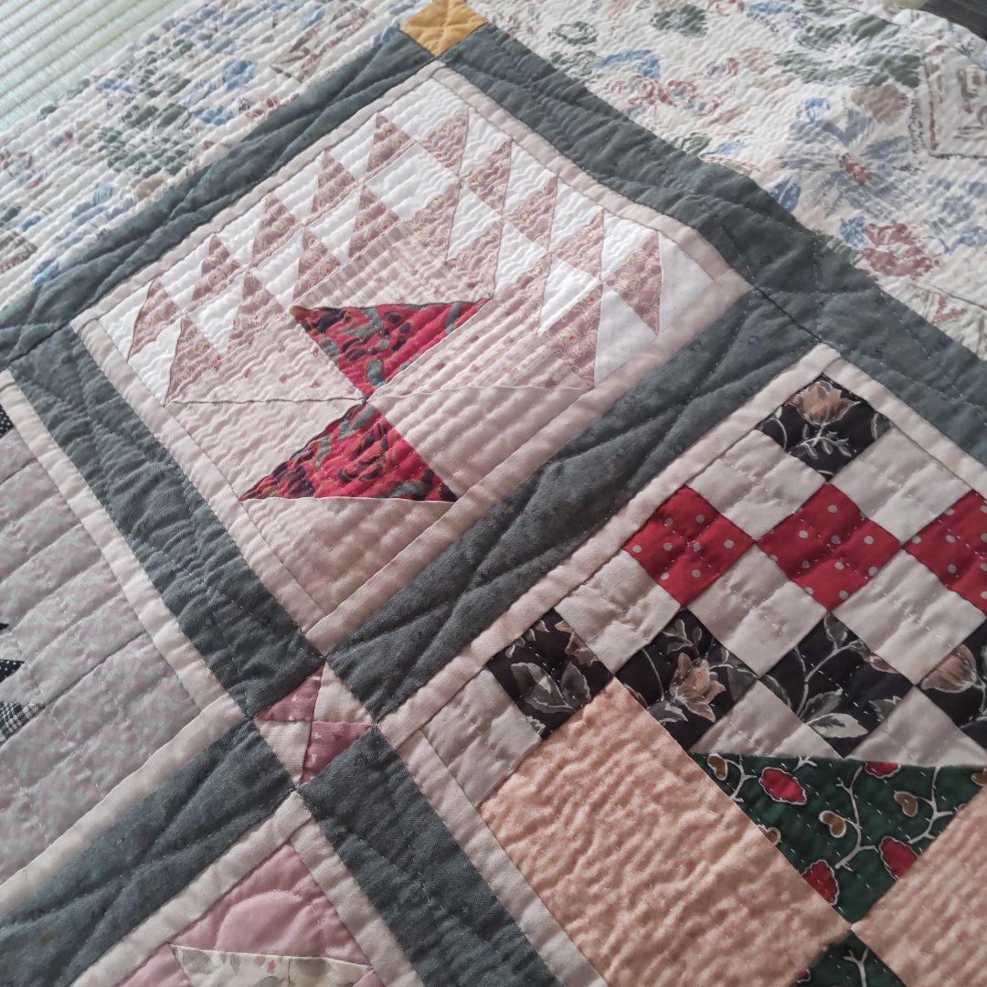 *49♦パッチワークキルト タペストリー★ハンドメイド★ヴィンテージ★レトロ