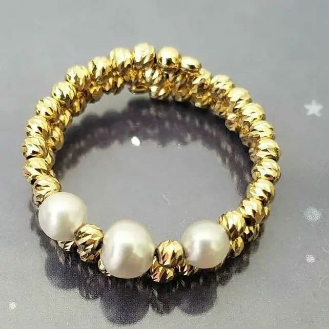 ベビーパール付きK18フリーリング