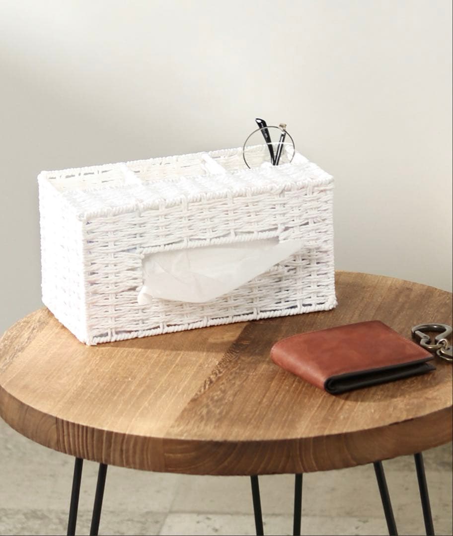 【ZOZO限定】LBC ペーパーティシュＢＯＸ　小物入れ付き ホワイト