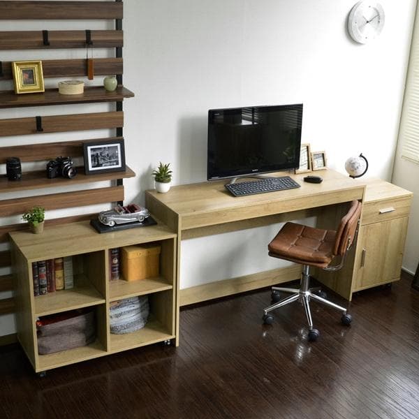 《新品・送料無料》パソコンデスク 3点セット 机 ラック チェスト付き 120幅