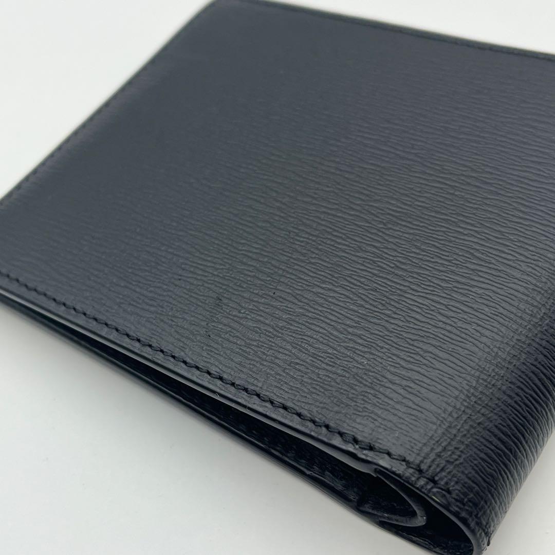 モンブラン　二つ折りマネークリップ　コンパクトウォレット　ロゴ　レザー　ブラック