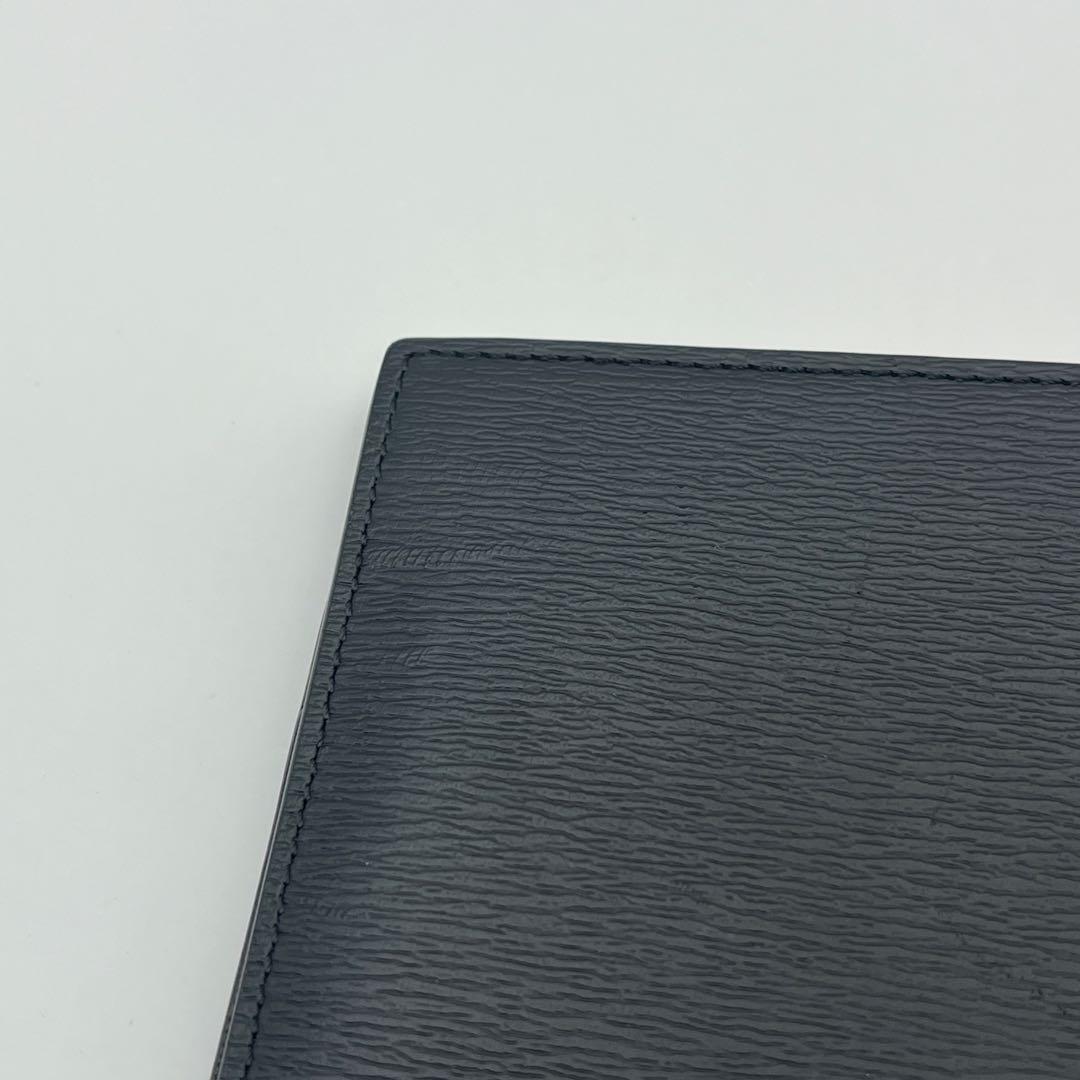 モンブラン　二つ折りマネークリップ　コンパクトウォレット　ロゴ　レザー　ブラック