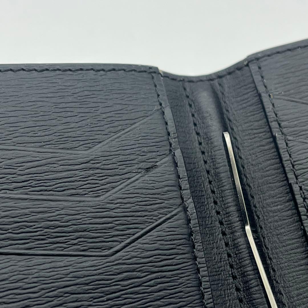 モンブラン　二つ折りマネークリップ　コンパクトウォレット　ロゴ　レザー　ブラック