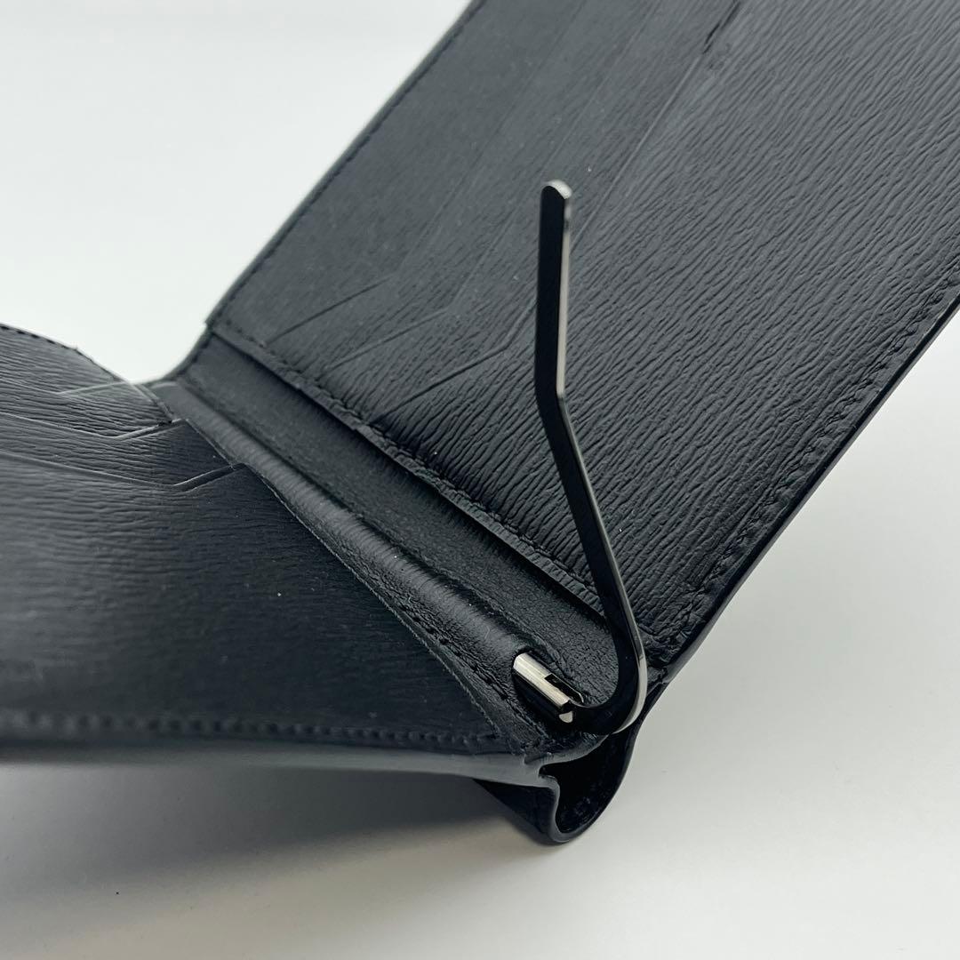 モンブラン　二つ折りマネークリップ　コンパクトウォレット　ロゴ　レザー　ブラック