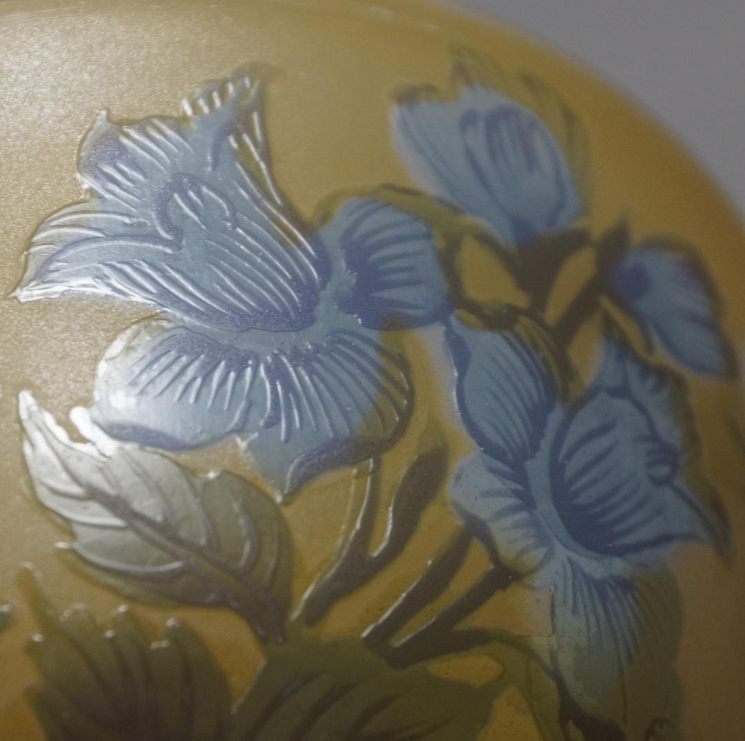 【証明書】　エミールガレ 茶器　ボンボニエール　カメオ彫り　被せガラス