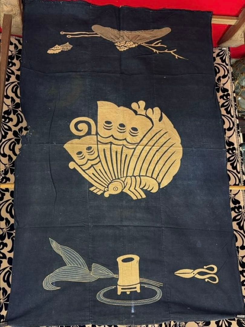 蝶々　筒書き　襤褸　古布　ハサミ