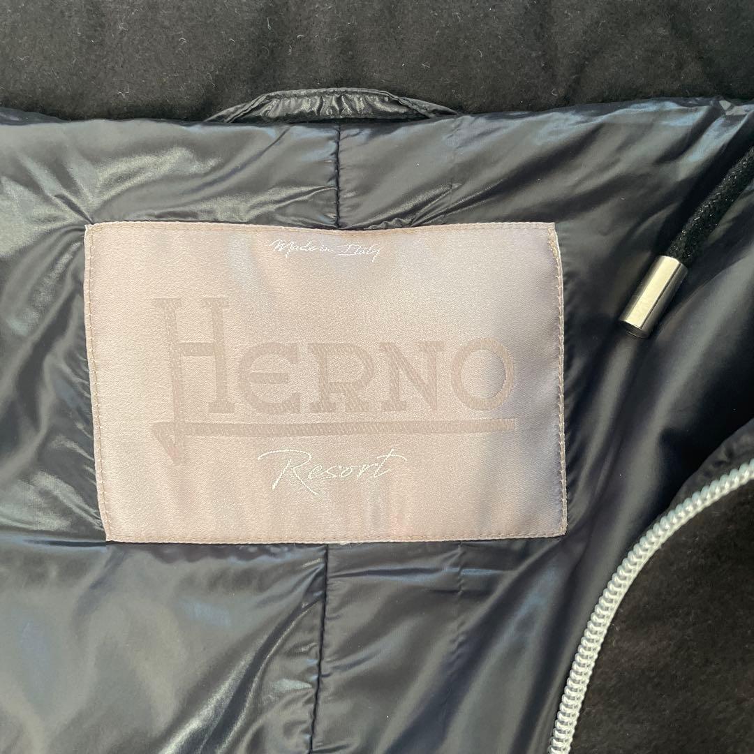 Herno ブラック ダウンジャケット フード付き