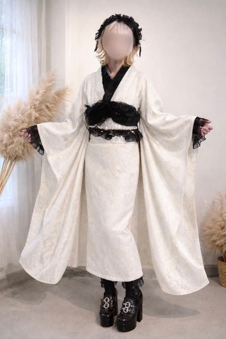 レース振袖 着物 フルセット ( + バッグ ファー 付き )