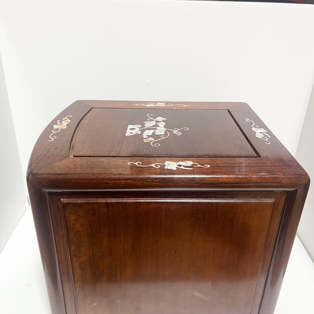 花梨 螺鈿家具 唐木 螺鈿細工 小引出し 3段 李朝 小型チェストアンティーク