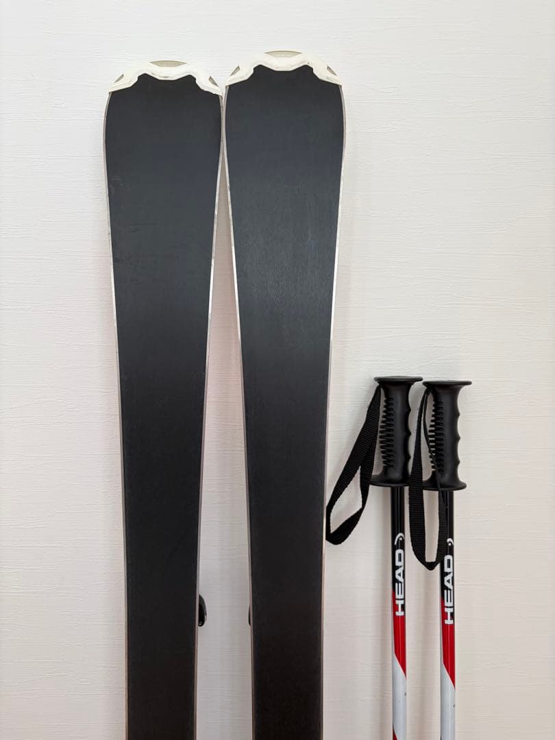 美品 HEAD kids スキー板 117cm ビンディング付き ストック 85