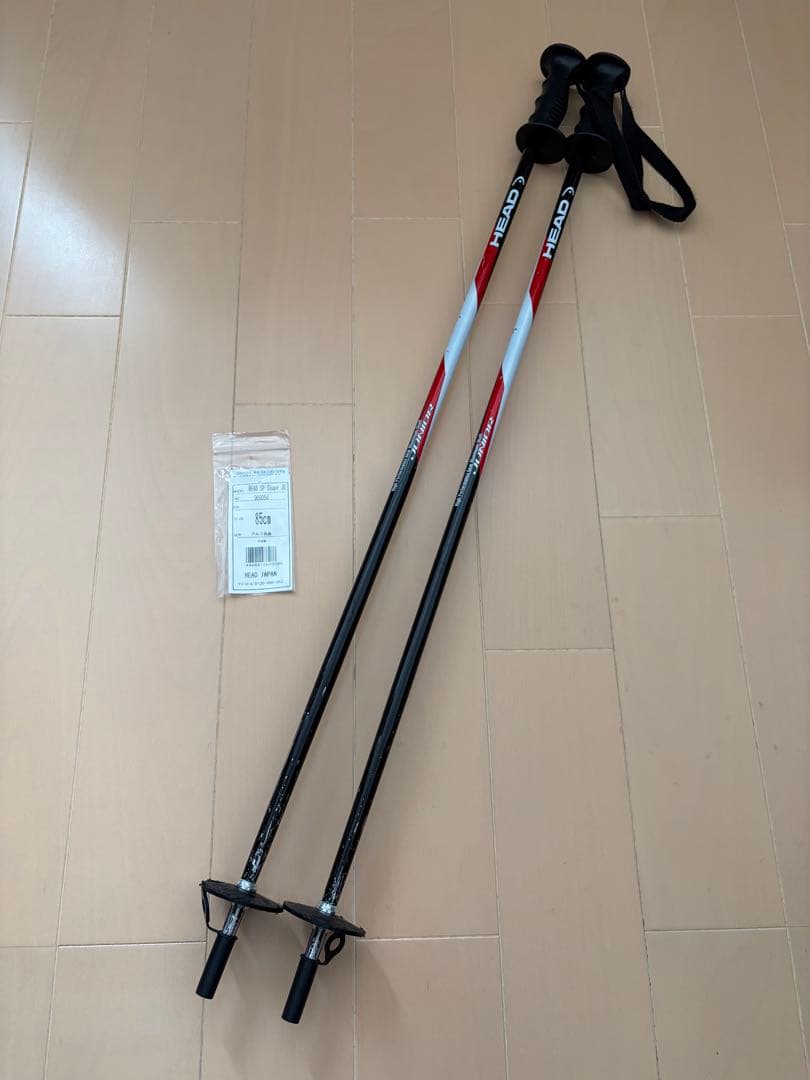 美品 HEAD kids スキー板 117cm ビンディング付き ストック 85