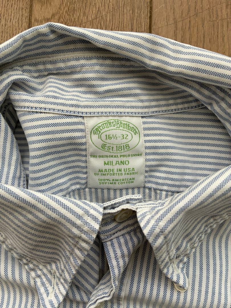 米国製　ブルックスブラザーズ ボタンダウンシャツ　キャンディストライプ　青