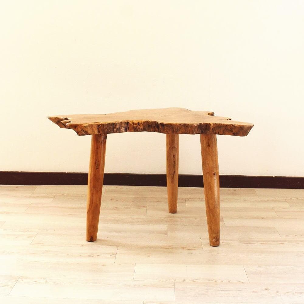 在庫処分 １点もの 木製 テーブル チーク材 天然木 一枚板 切り株 根 B-2