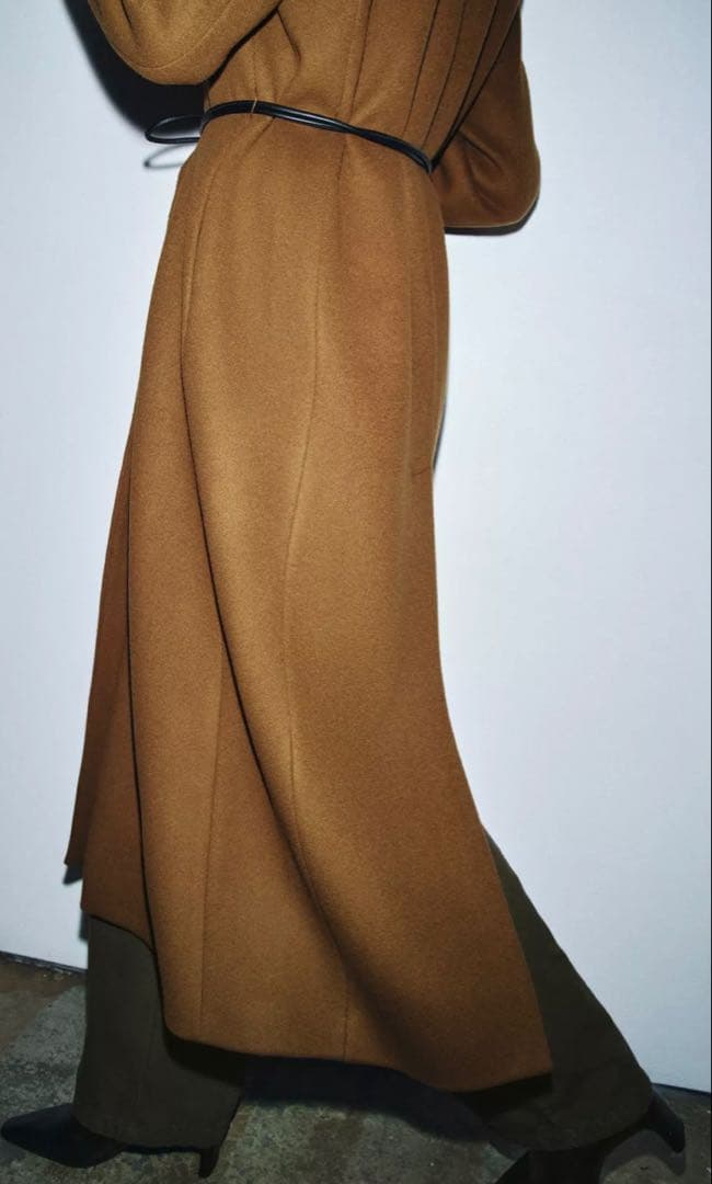 新品未使用ZARA ウールブレンド ブラウンロングコート