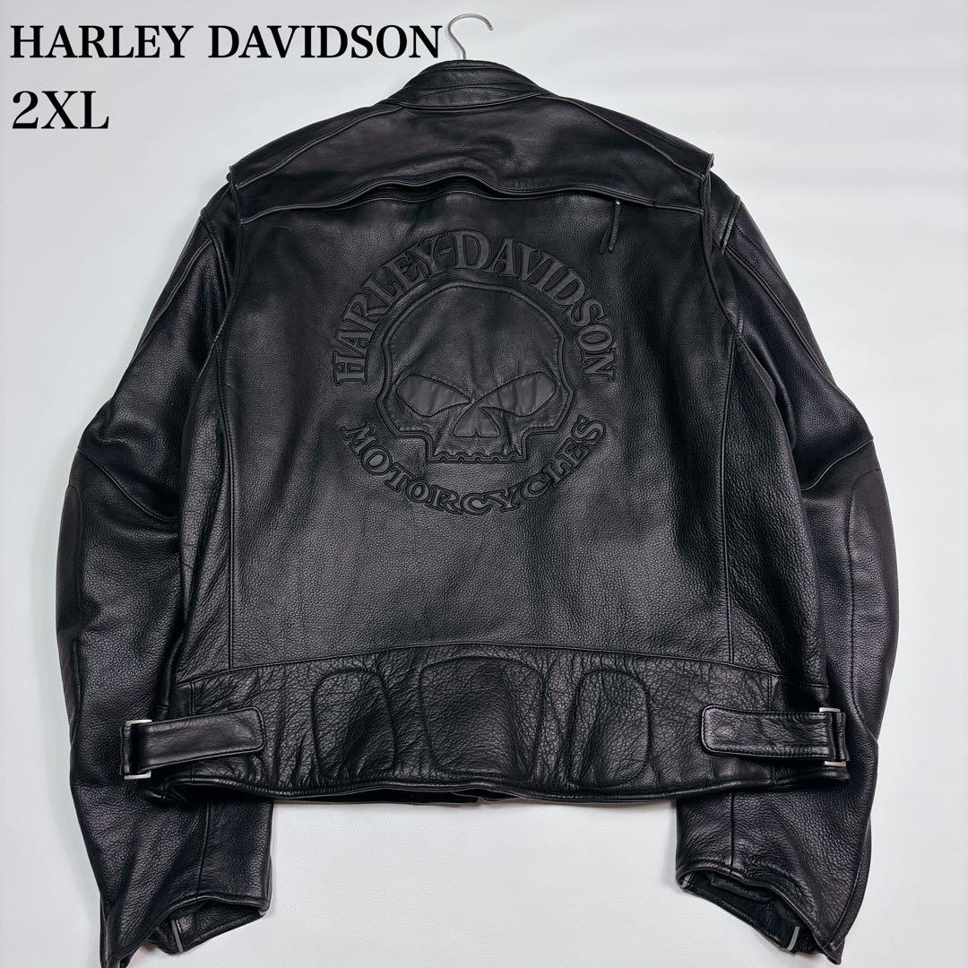 【希少2XLサイズ】美品✨ハーレーダビッドソン シングルライダースジャケット 黒