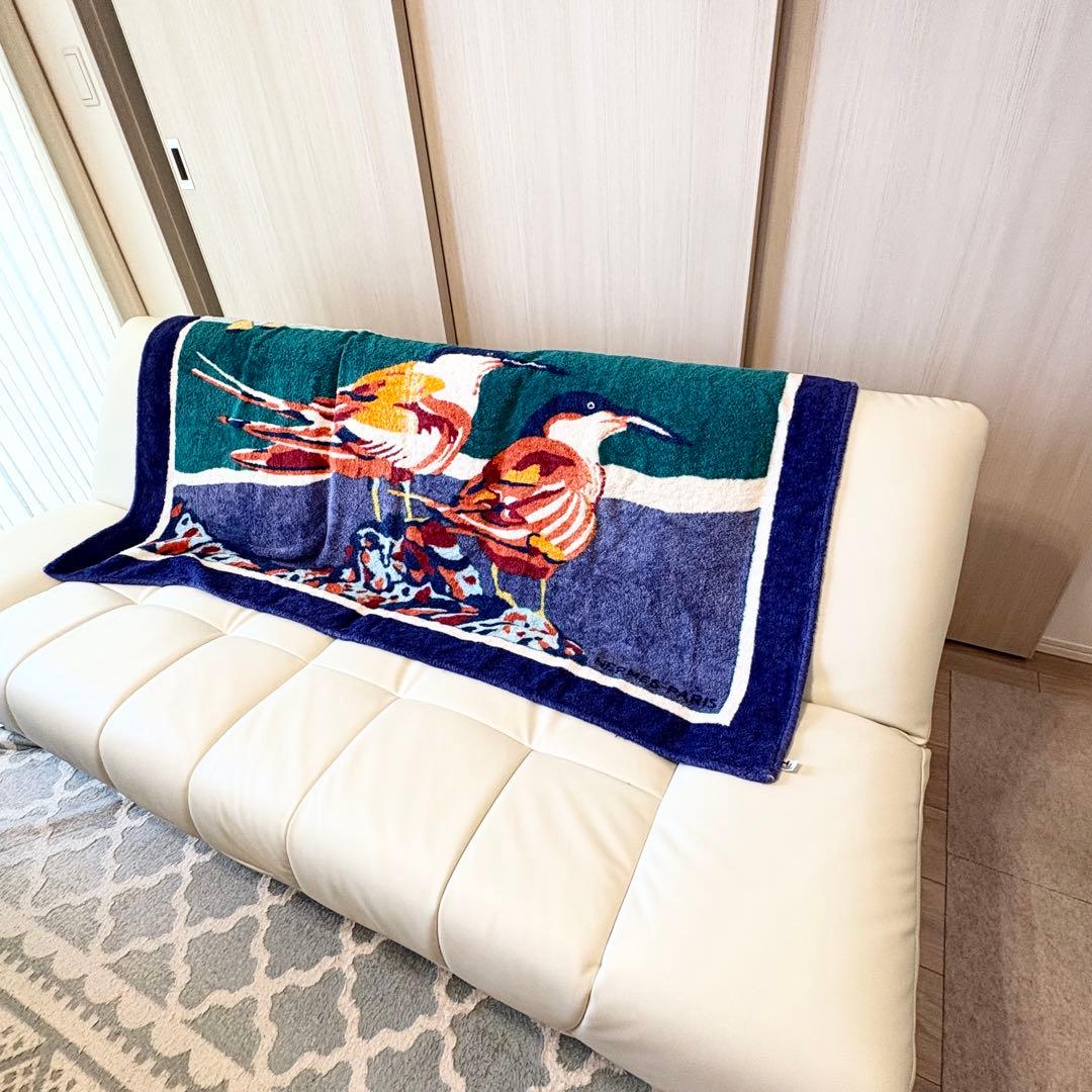 HERMES エルメス　ビーチタオル　バスタオル　アニマル　鳥