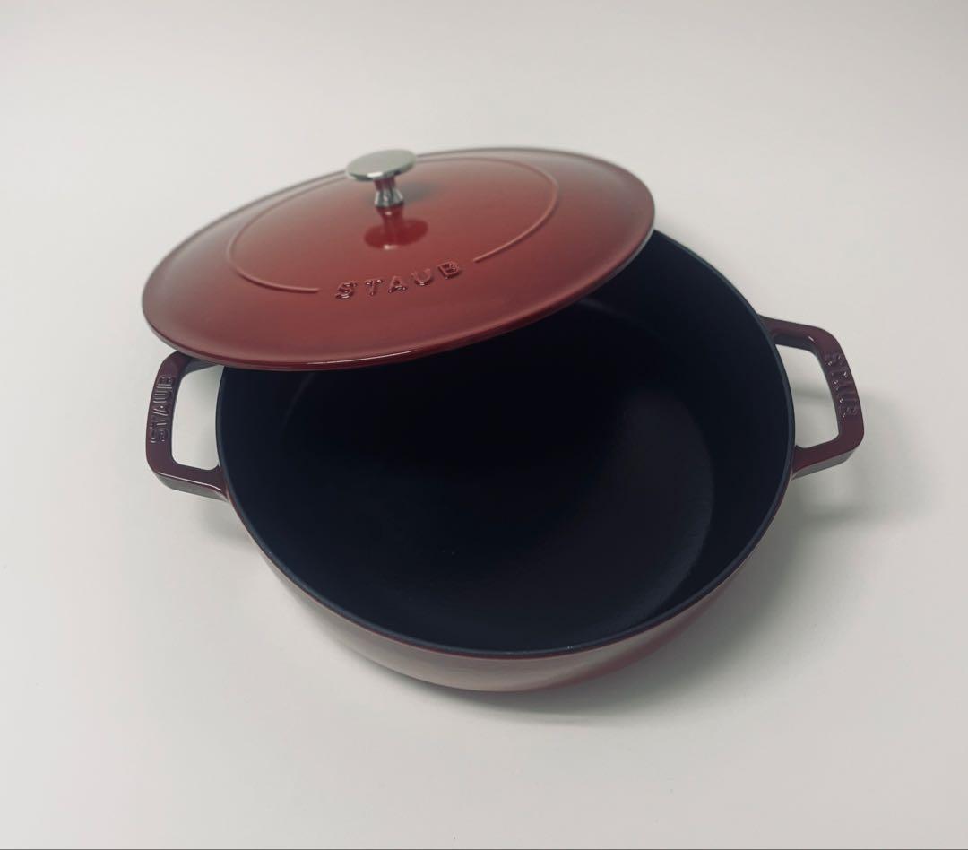 STAUB 鋳鉄製 両手鍋 ワインレッド 約26cm
