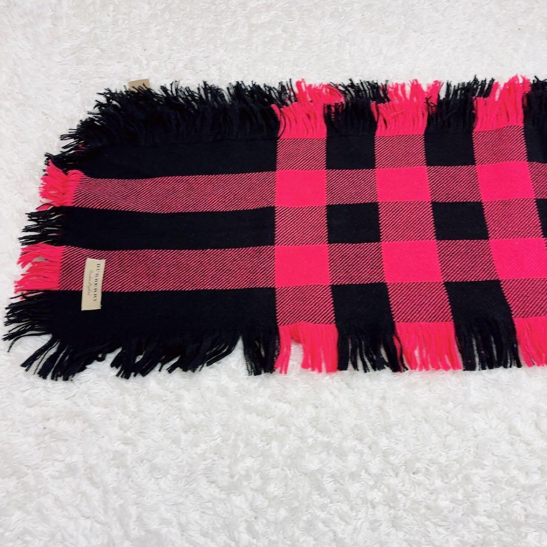 美品✨BURBERRY ダブルフリンジロングマフラー チェック ウール