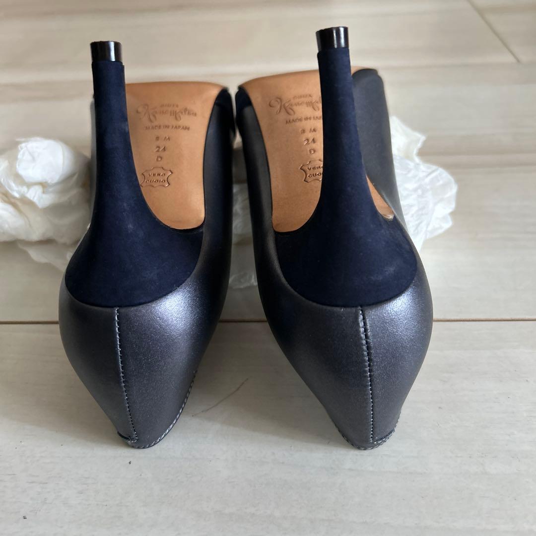 ねこのおとうさん専用(未使用】銀座かねまつ　レザー×スエード　パンプス　24cm