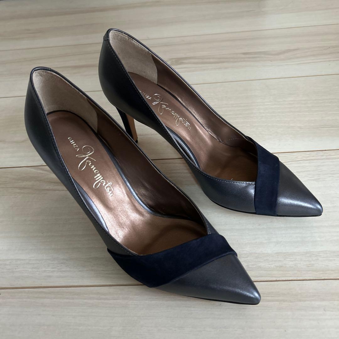 ねこのおとうさん専用(未使用】銀座かねまつ　レザー×スエード　パンプス　24cm