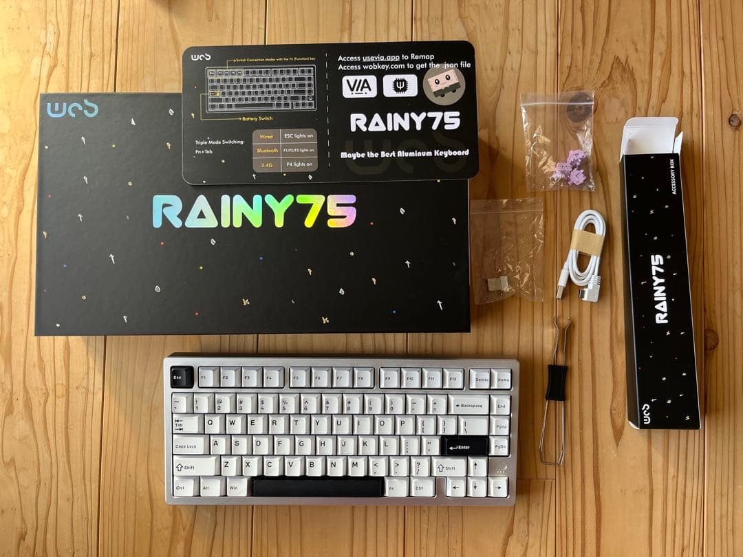 RAINY75 Lite シルバー キーボード 本体 (箱付き)