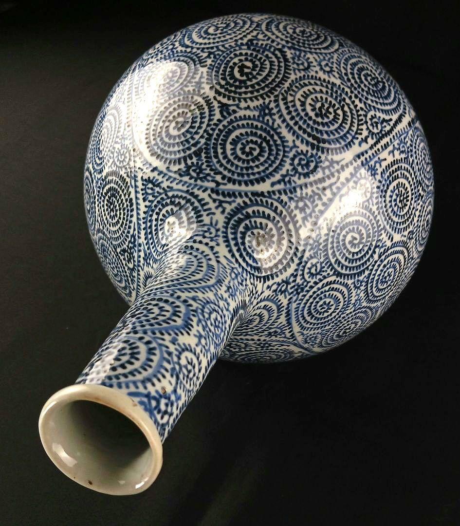 Y2788 古伊万里 染付蛸唐草文瓶 壷 高さ40㎝ 大型