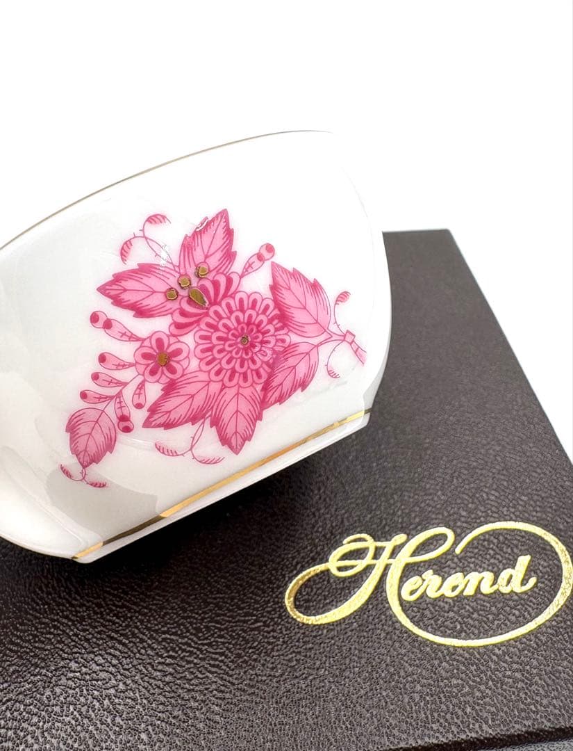 ヘレンド　ハート　小物入れ　ボンボン入れ　小鉢　アポニーターコイズ　ピンク箱付き